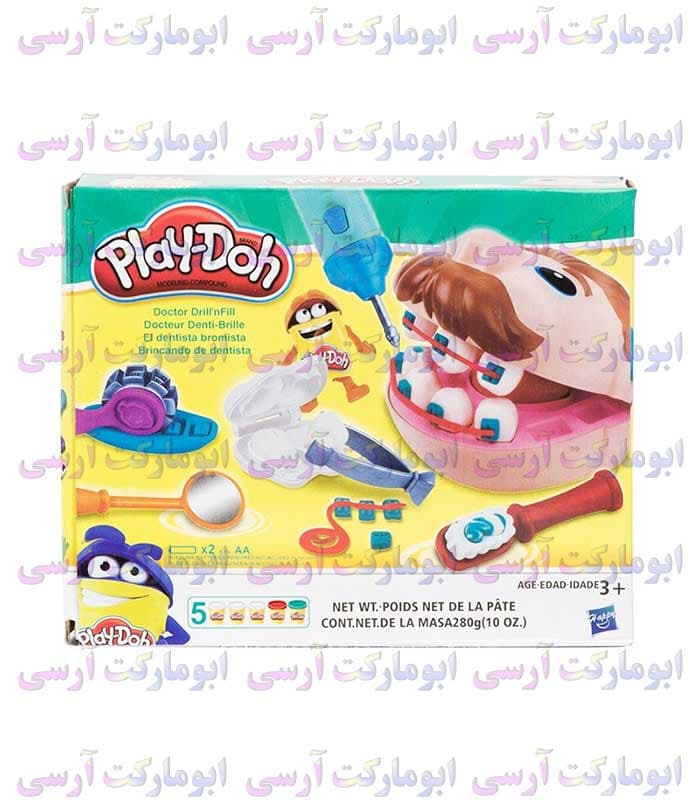 ست دندانپزشکی با خمیر و ابزار باطری خور(پک و برند اصلی Play Doh) تکی بقمت عمده — تصویر ۶