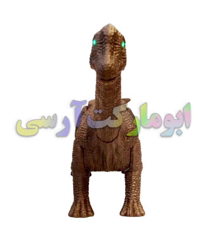 ربات دایناسور گردن دراز حرکتی صدا و چراغ دار کنترلی باتری خور کوچک 26 سانتی — تصویر ۵