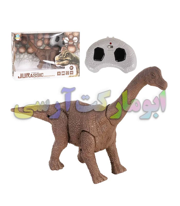 ربات دایناسور گردن دراز حرکتی صدا و چراغ دار کنترلی باتری خور کوچک 26 سانتی
