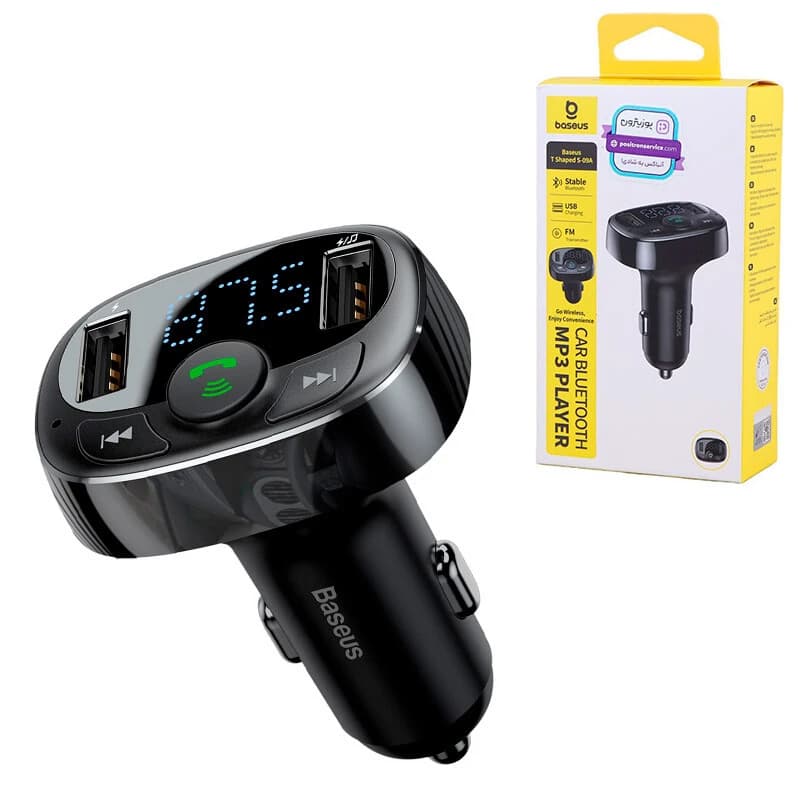 شارژر فندکی و اف ام پلیر بلوتوثی 12 وات باسئوس T Shaped S-09A CCMT000001 — تصویر ۴