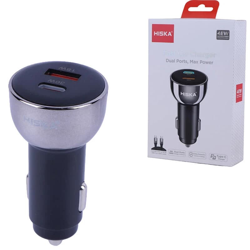 شارژر فندکی 30 وات هیسکا HCC-307 + کابل تایپ سی — تصویر ۴