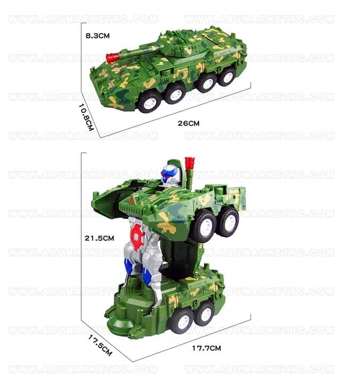 تانک نفربر تبدیل شو به ربات صدا و چراغ 3Dدار باتری خور خارجی — تصویر ۲