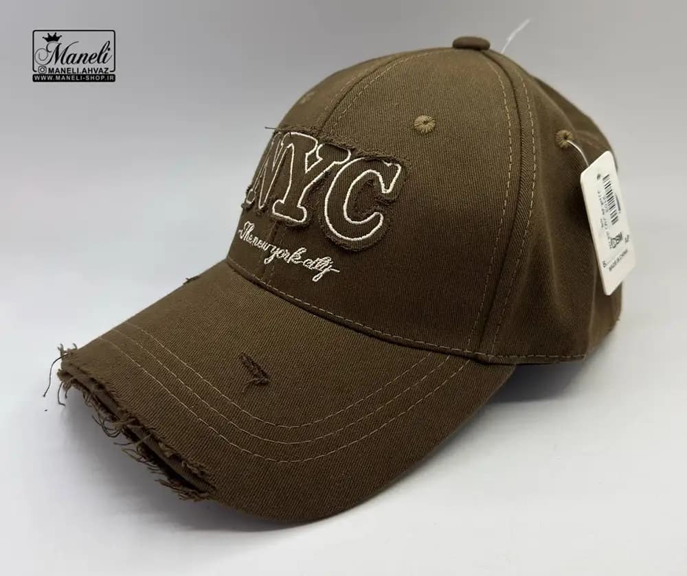 کلاه جین زیتونی زاپدار با کاپ زیبا با نوشته NYC — تصویر ۴