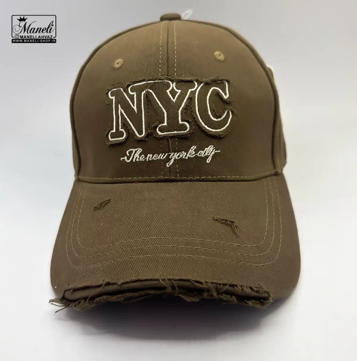 کلاه جین زیتونی زاپدار با کاپ زیبا با نوشته NYC — تصویر ۲