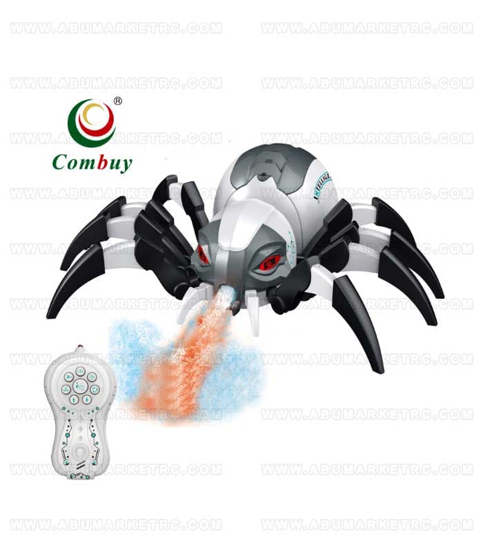 ربات عنکبوت دودزا کنترلی شارژی حرکتی صدادار و موزیکال رنگ سفید — تصویر ۷