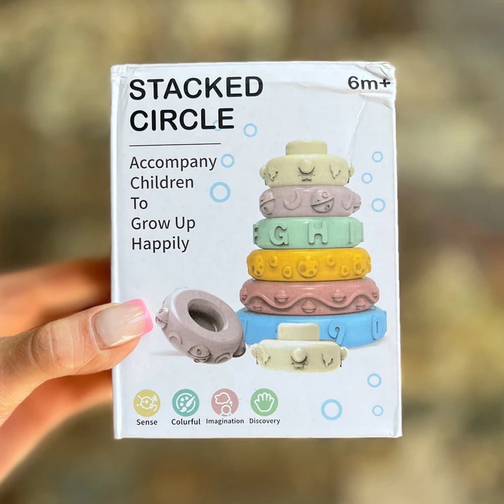 برج هوش سیلیکونی ۶ طبقه کودک Stacked Circle — تصویر ۴