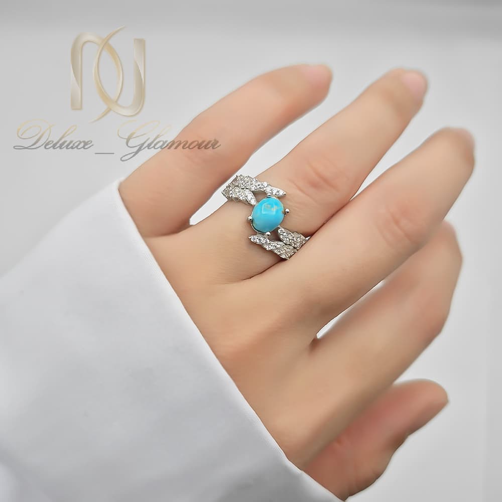انگشتر نقره زنانه نگین فیروزه اصل — تصویر ۵