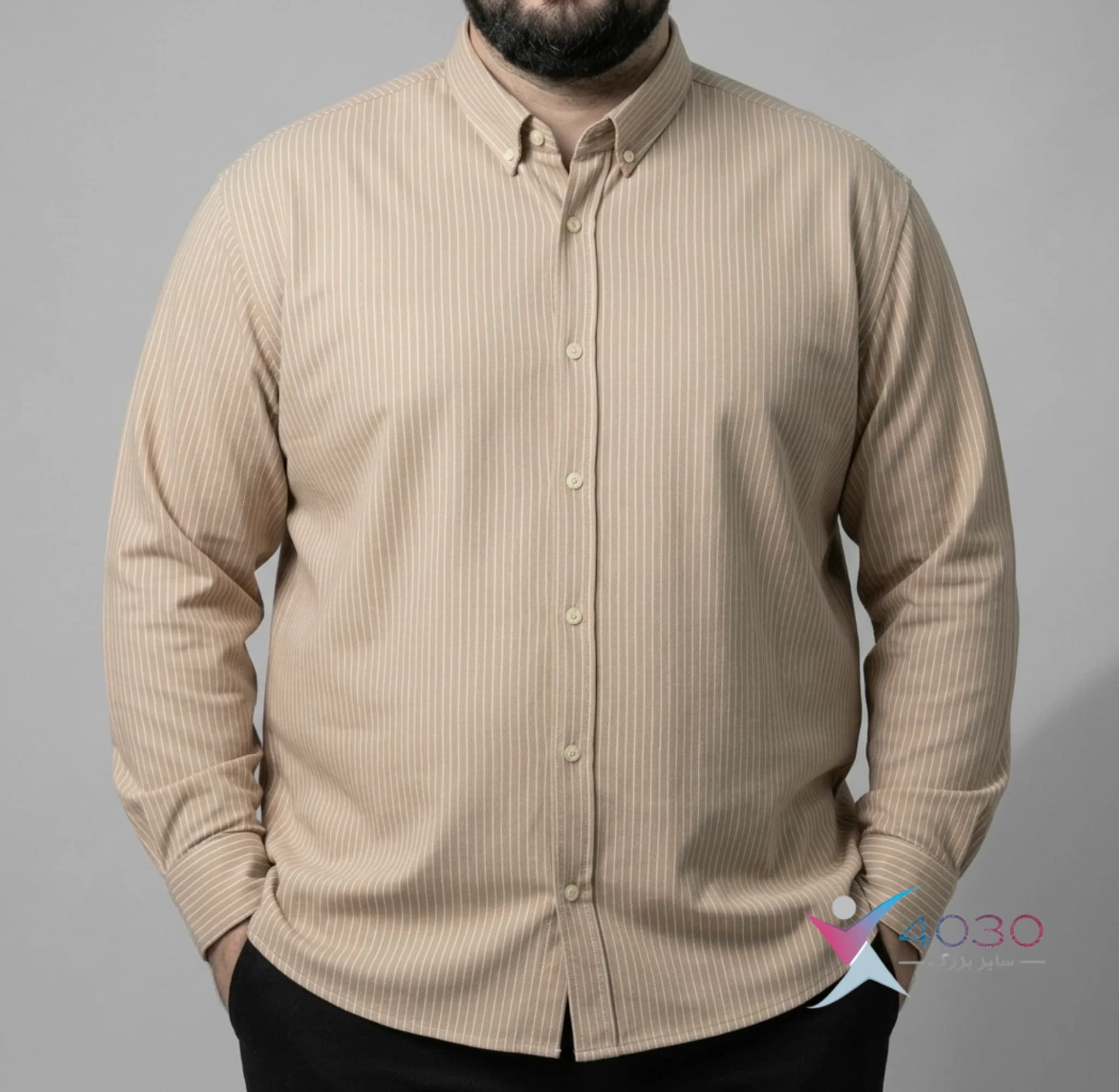 پیراهن Pinstripes سایز بزرگ مردانه ( 2788 ) — تصویر ۳