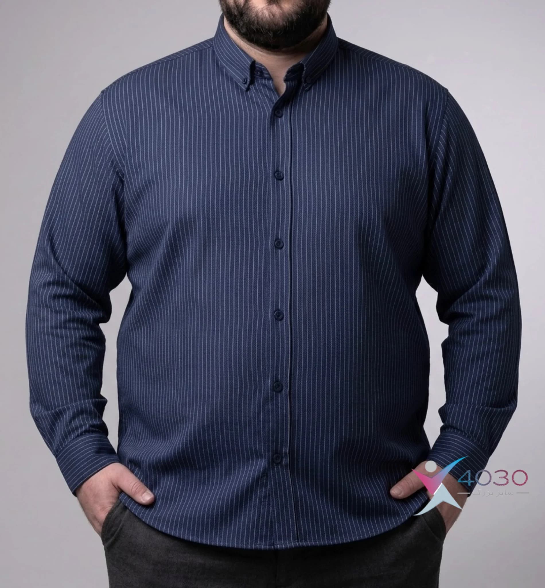 پیراهن Pinstripes سایز بزرگ مردانه ( 2788 ) — تصویر ۶