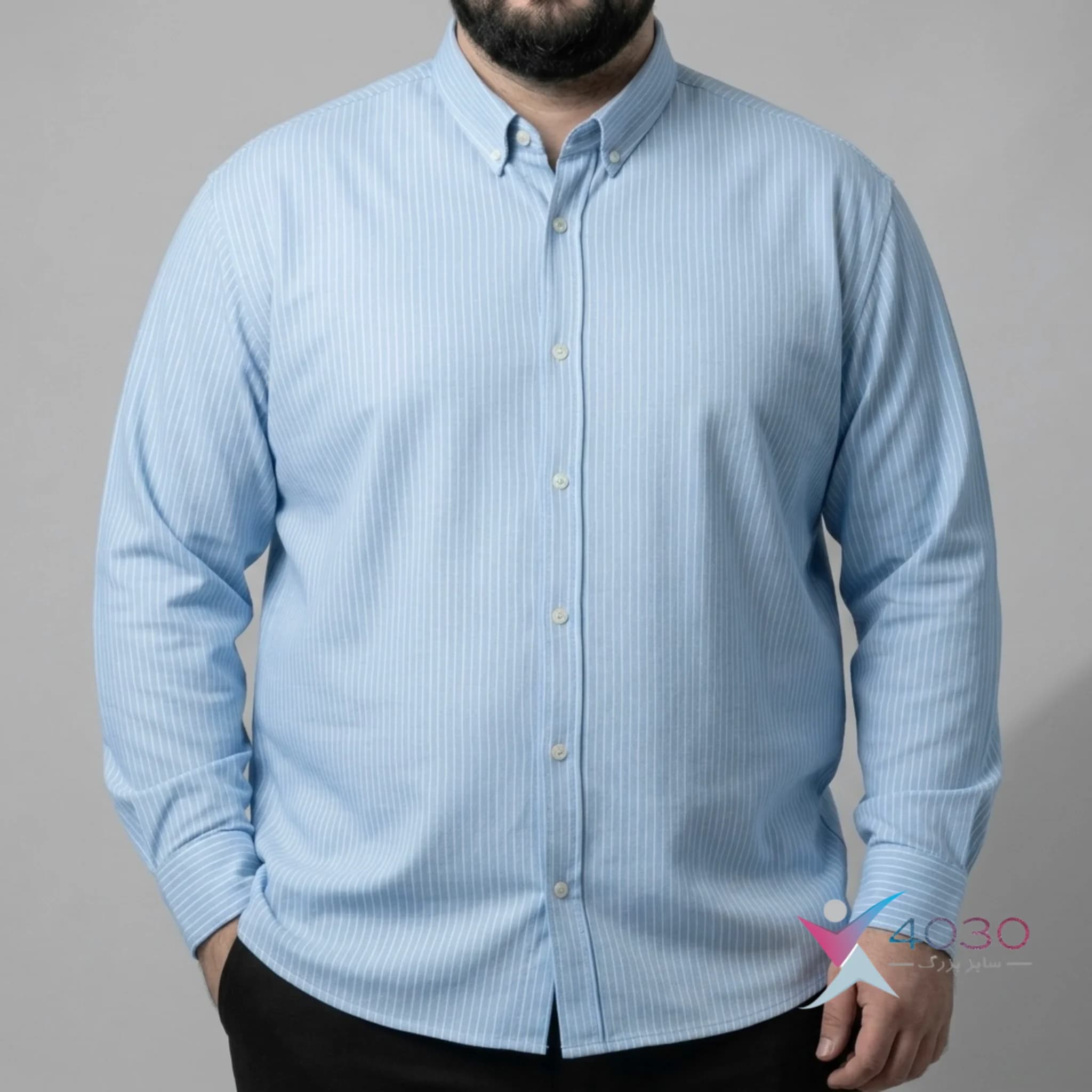 پیراهن Pinstripes سایز بزرگ مردانه ( 2788 ) — تصویر ۴