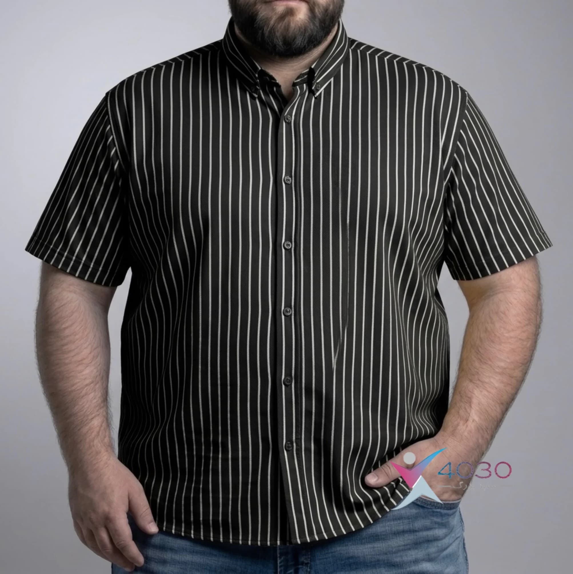 پیراهن آستین کوتاه PINSTRIPES سایز بزرگ مردانه ( 2789 ) — تصویر ۶