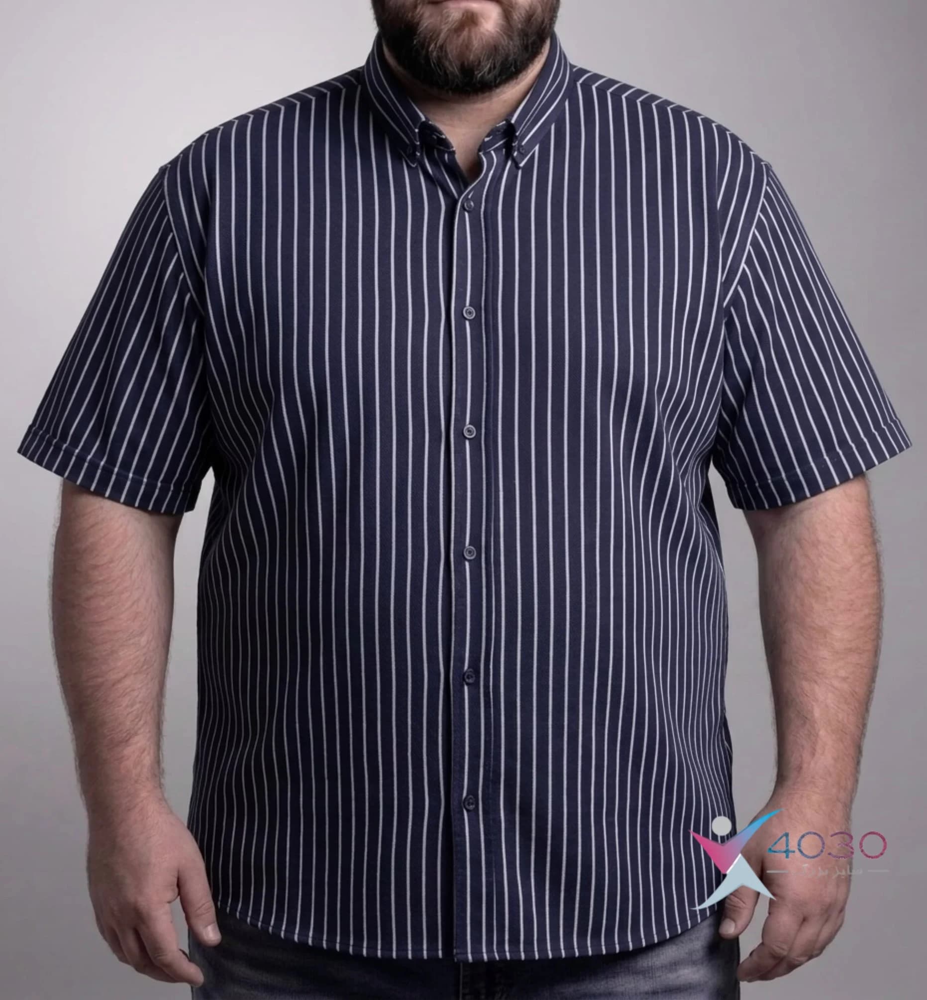 پیراهن آستین کوتاه PINSTRIPES سایز بزرگ مردانه ( 2789 ) — تصویر ۷