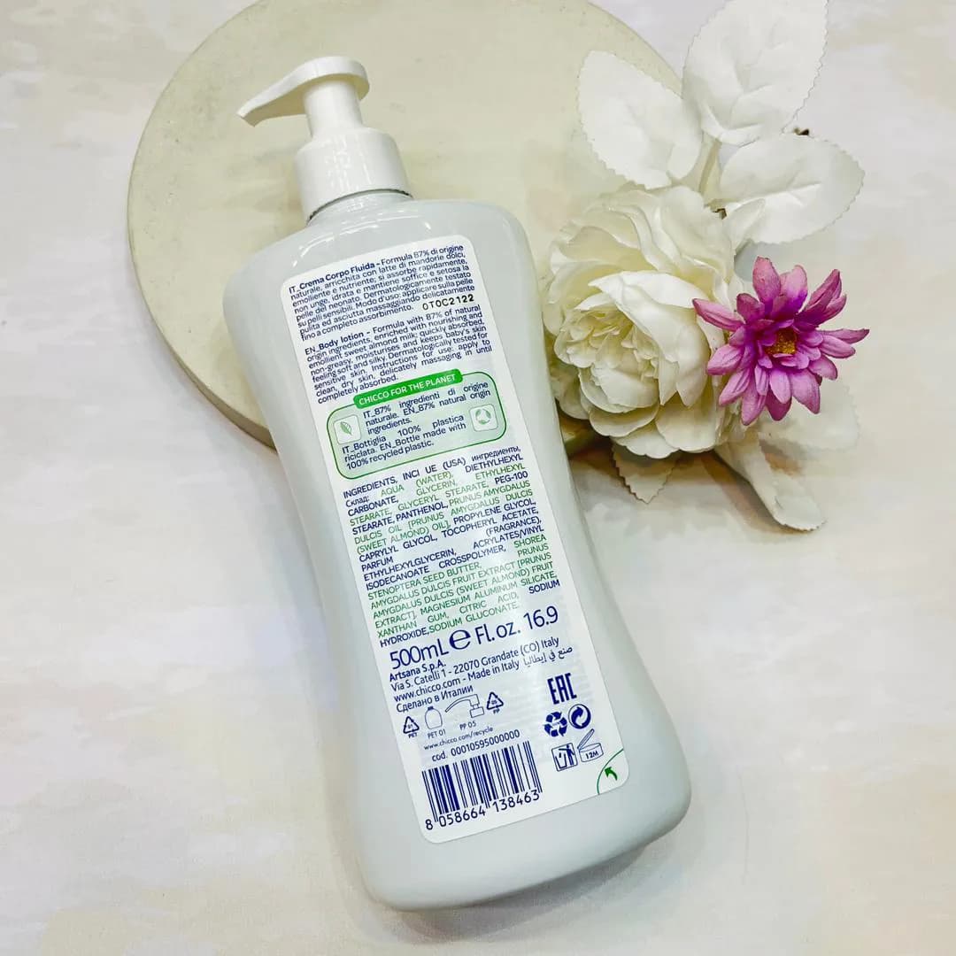 لوسیون بدن نوزاد چیکو ۵۰۰ میل پوست نرمال Chicco Body lotion — تصویر ۳