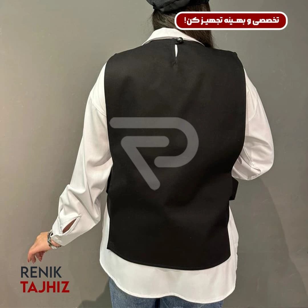 وست طرح جلو بسته پارچه کتان مشکی Renik — تصویر ۲