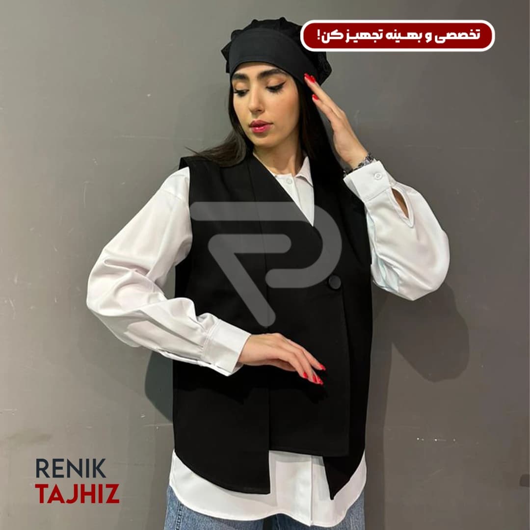 وست طرح ایتالیایی پارچه کتان مشکی Renik