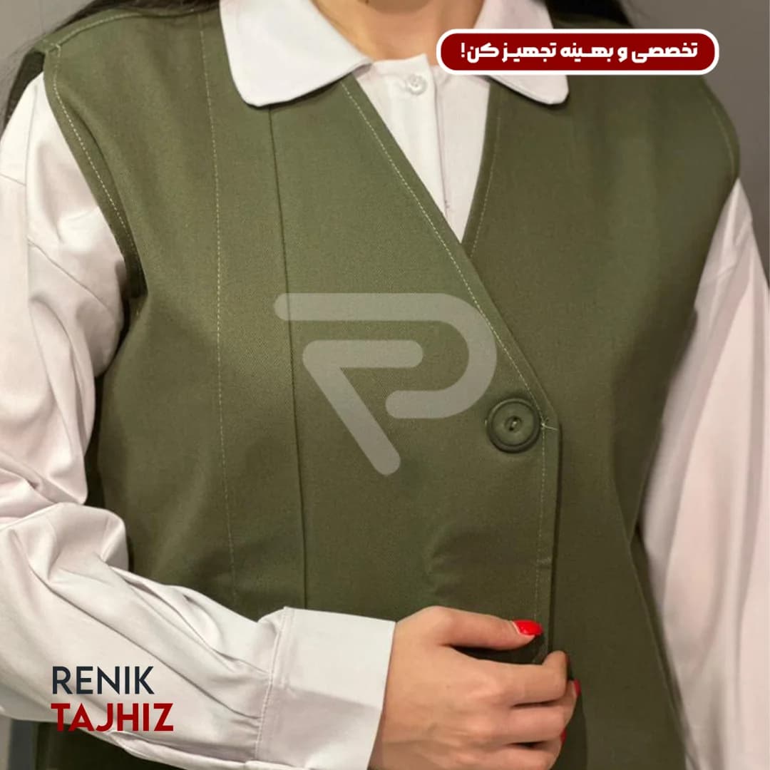 وست طرح ایتالیایی پارچه کتان سبز Renik — تصویر ۳
