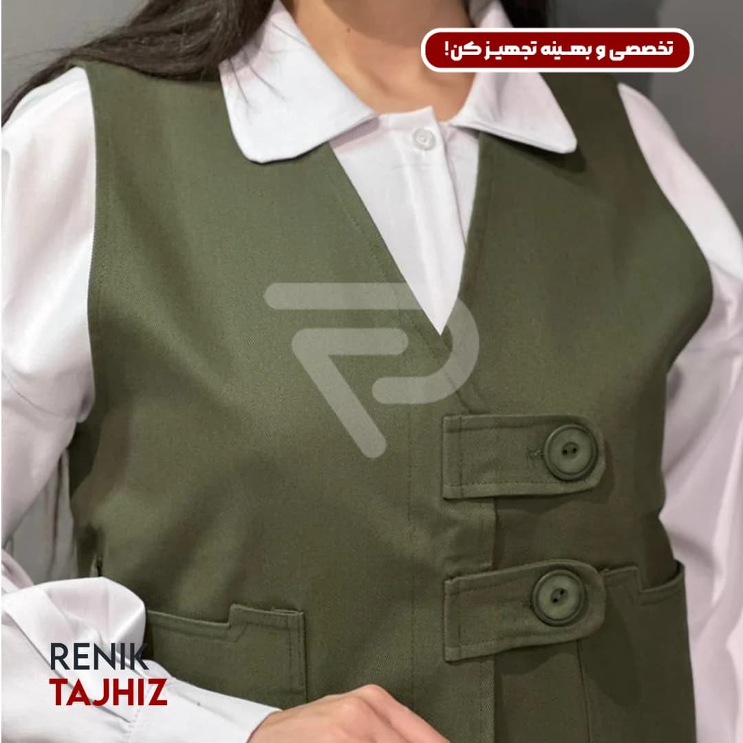 وست دبل براس پارچه کتان سبز RENIK — تصویر ۳