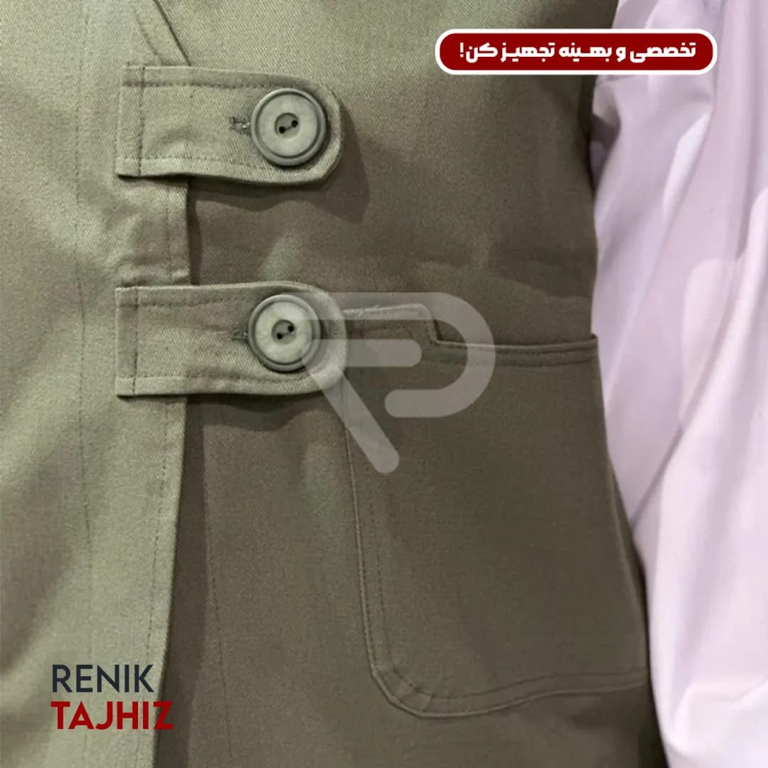 وست دبل براس پارچه کتان سبز RENIK — تصویر ۲