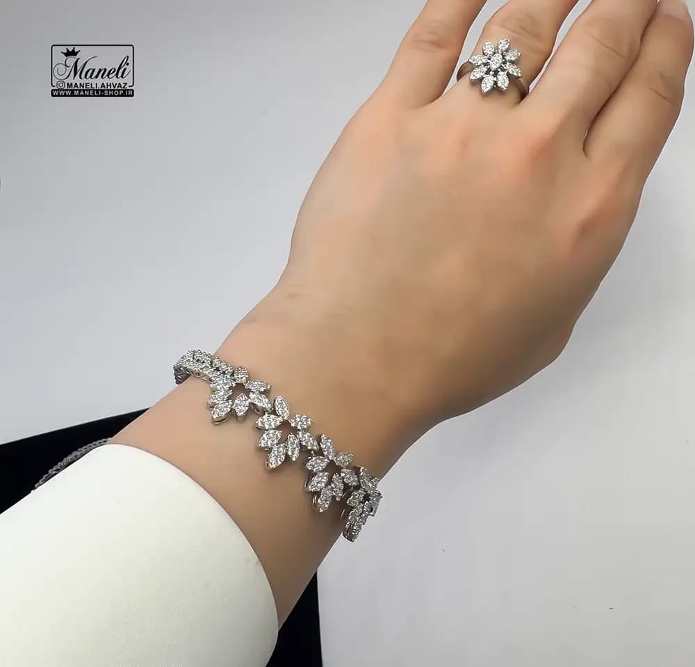 سرویس مجلسی نگین مخراج شده رنگ ثابت نقره ای — تصویر ۶