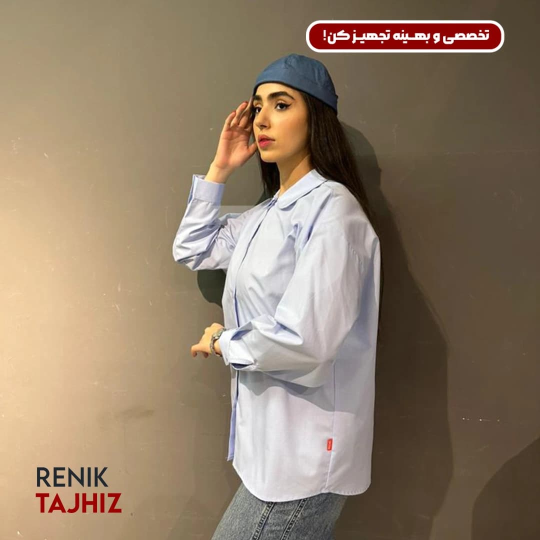 شومیز یقه peter pan فری سایز آبی 1034 RENIK — تصویر ۵