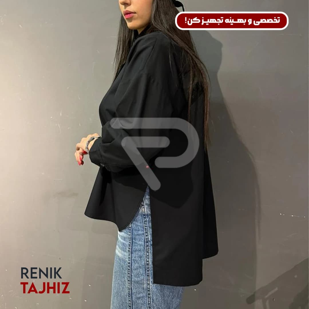 شومیز طرح اسکاتلندی فری سایز مشکی RENIK — تصویر ۲