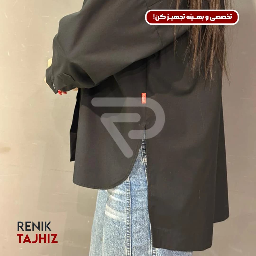 شومیز طرح اسکاتلندی فری سایز مشکی RENIK — تصویر ۳
