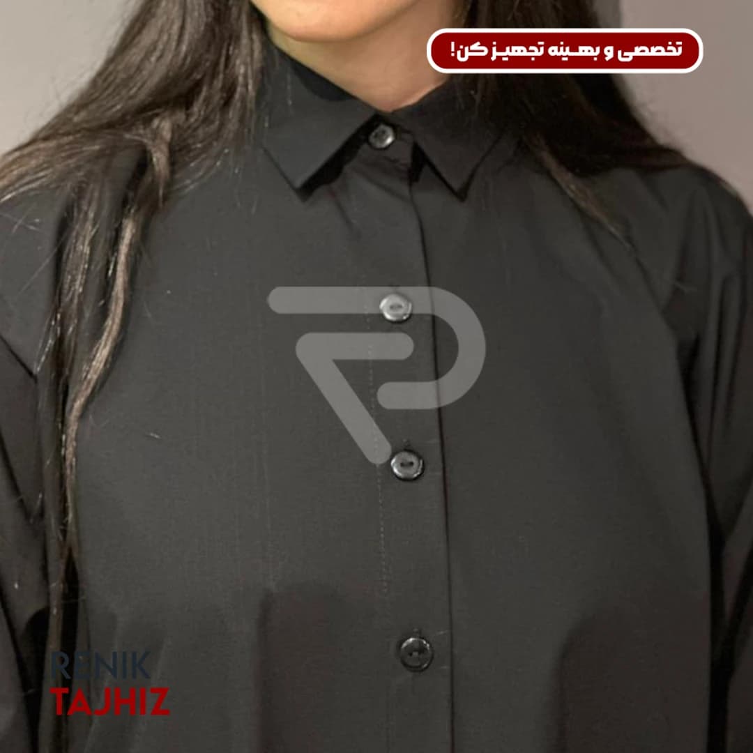 شومیز طرح اسکاتلندی فری سایز مشکی RENIK — تصویر ۴