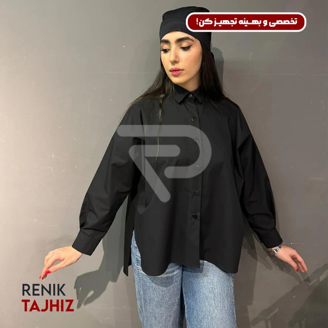 شومیز طرح اسکاتلندی فری سایز مشکی RENIK