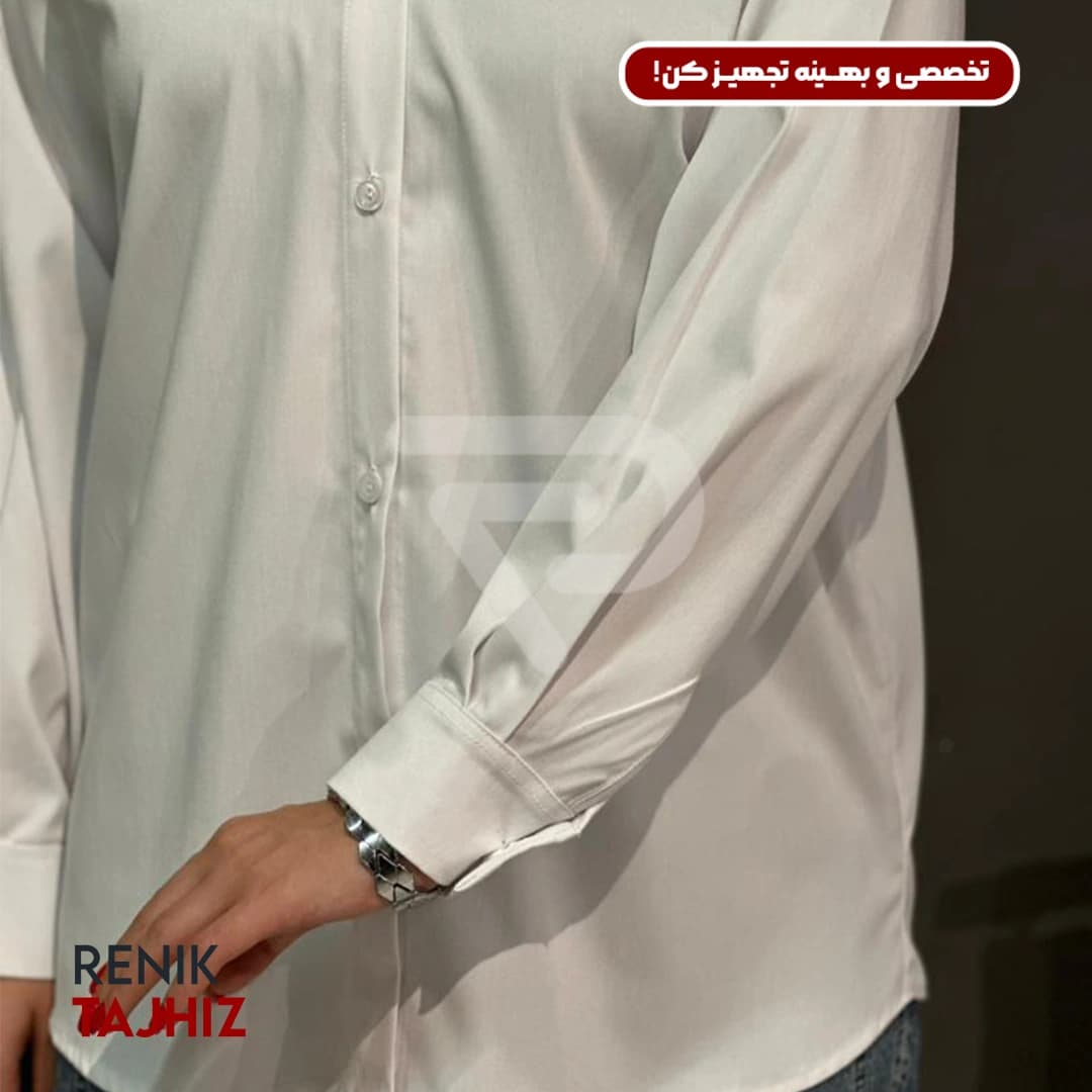 شومیز طرح اسکاتلندی فری سایز سفید RENIK — تصویر ۲