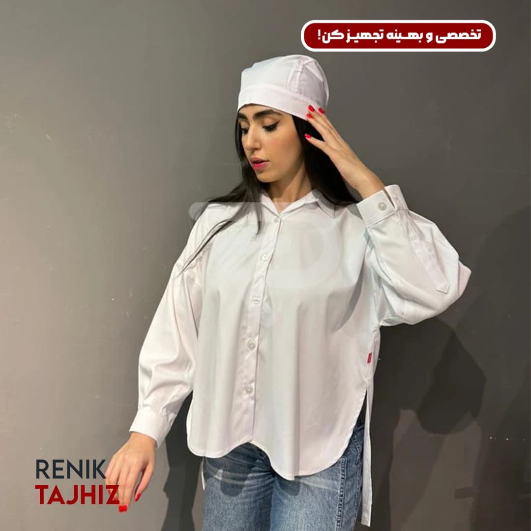 شومیز طرح اسکاتلندی فری سایز سفید RENIK