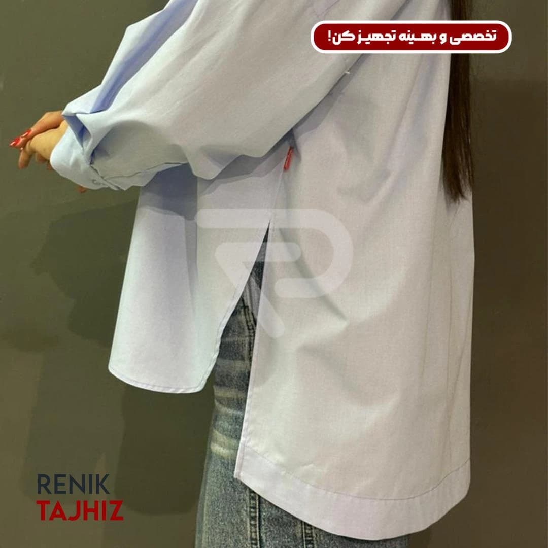 شومیز طرح اسکاتلندی فری سایز آبی 1034 RENIK — تصویر ۳