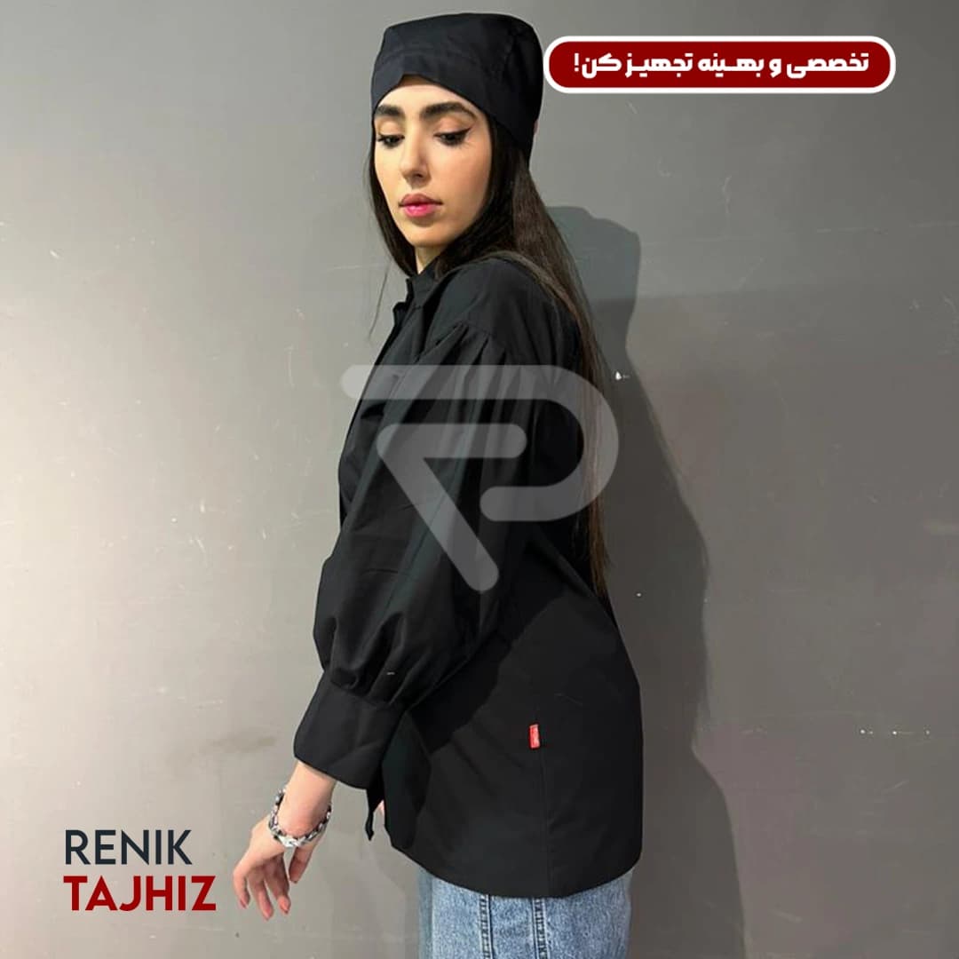 شومیز آستین پلیسه فری سایز مشکی RENIK — تصویر ۳