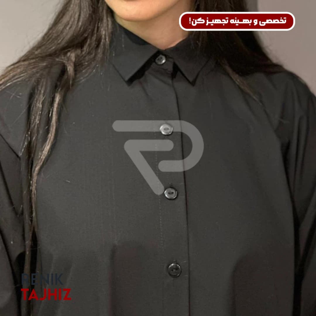 شومیز آستین پلیسه فری سایز مشکی RENIK — تصویر ۵