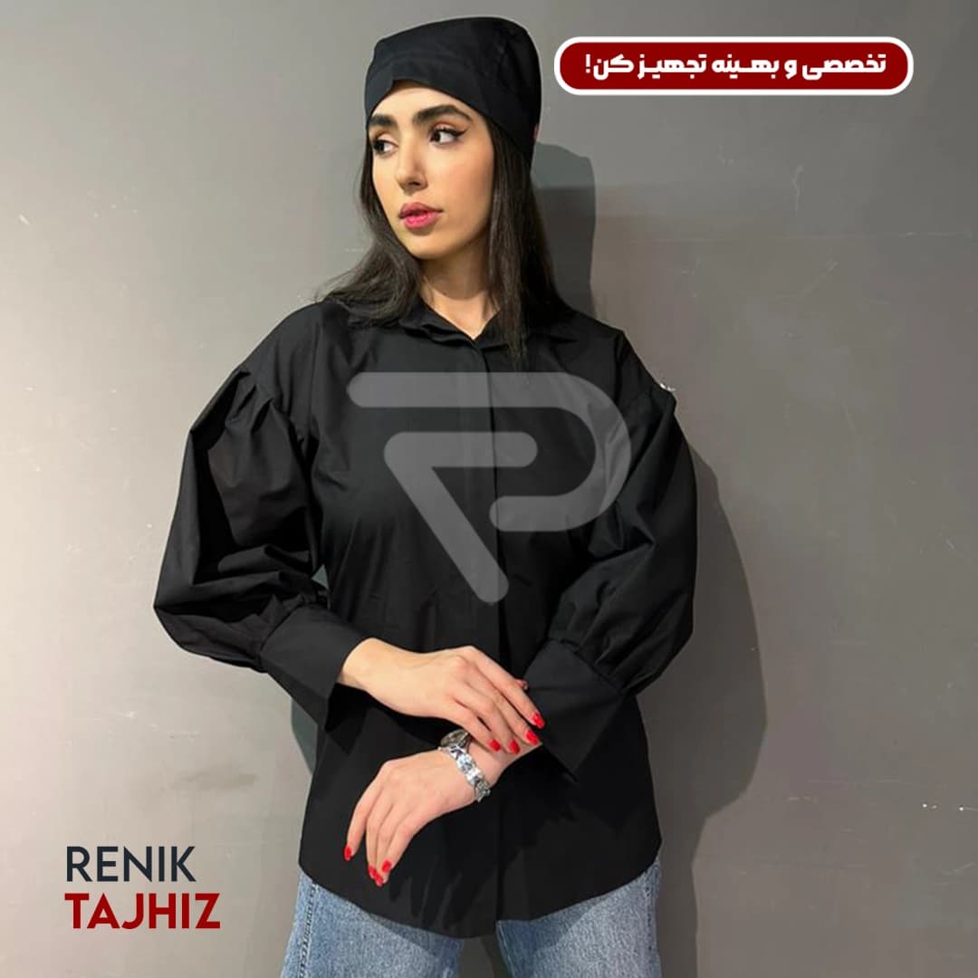 شومیز آستین پلیسه فری سایز مشکی RENIK