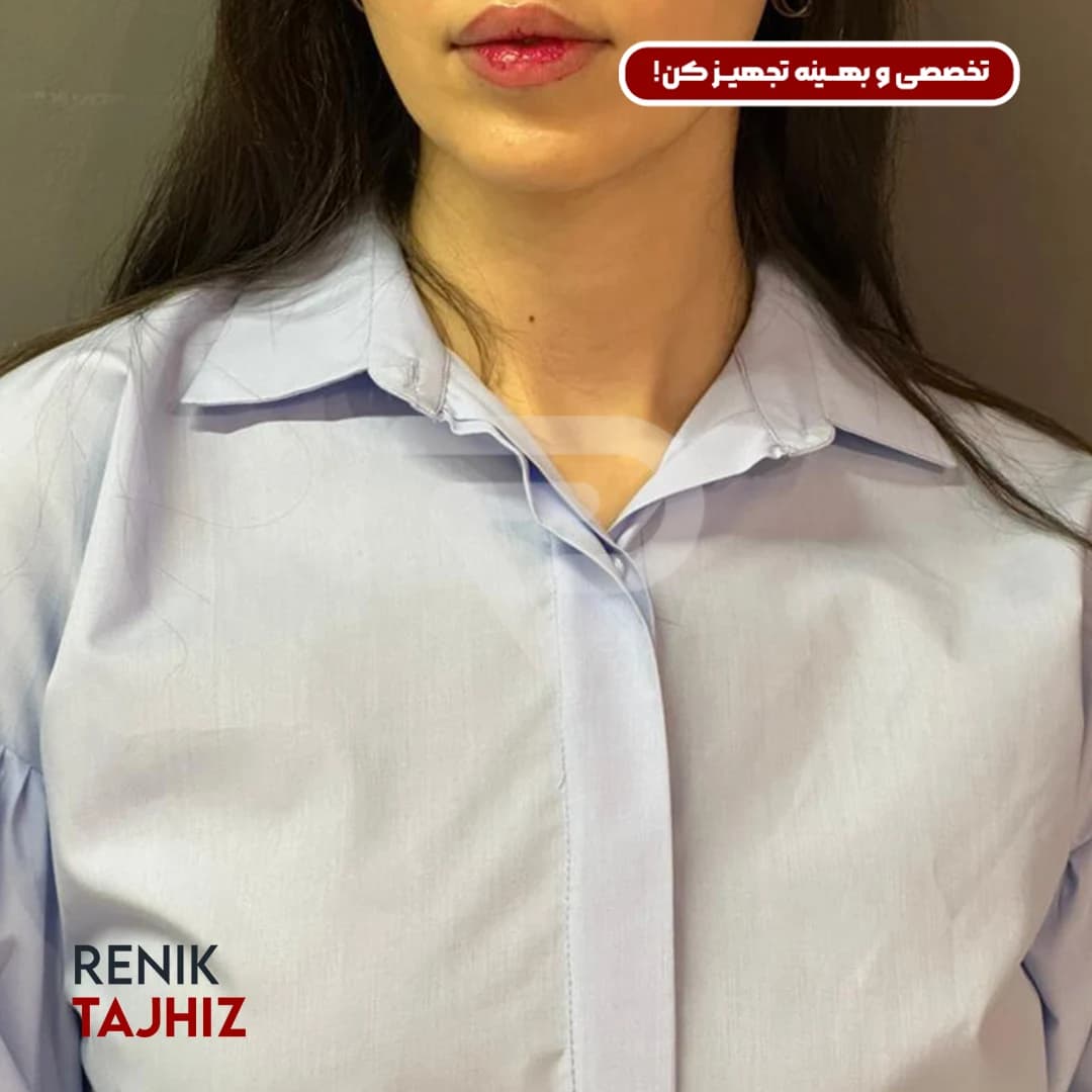 شومیز آستین پلیسه فری سایز آبی 1034 RENIK — تصویر ۵