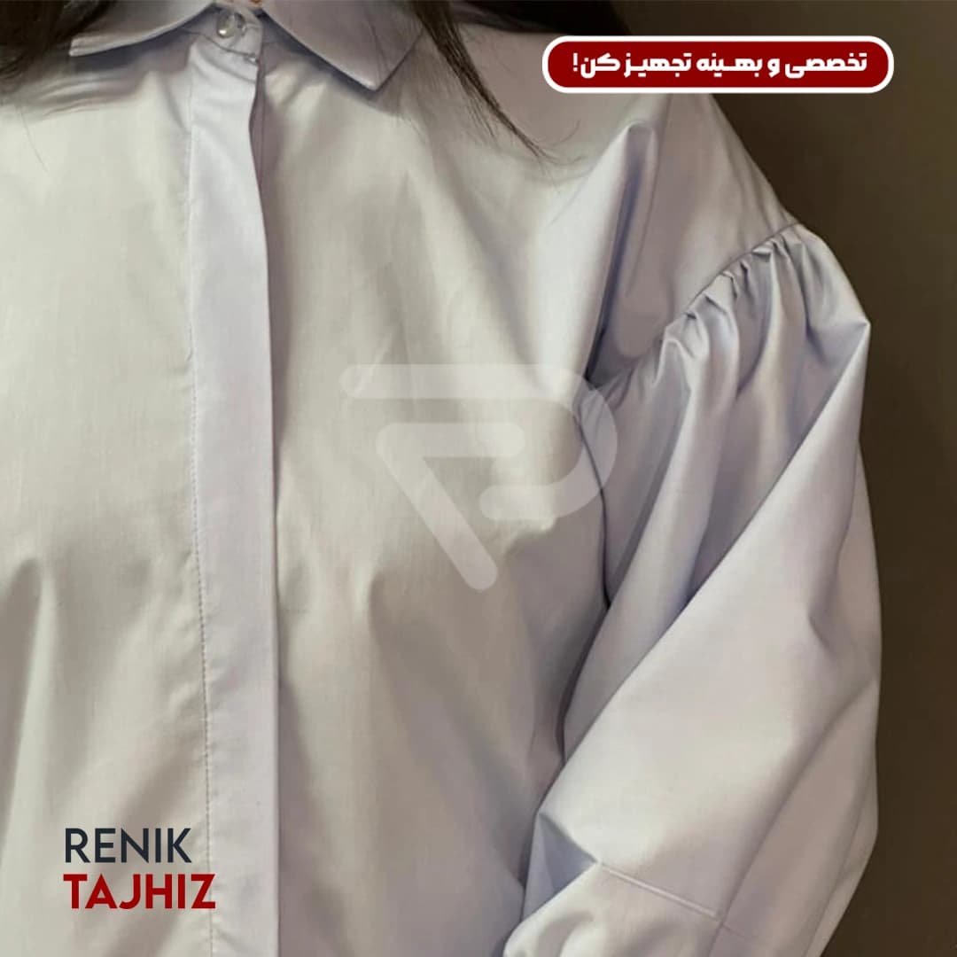 شومیز آستین پلیسه فری سایز آبی 1034 RENIK — تصویر ۴