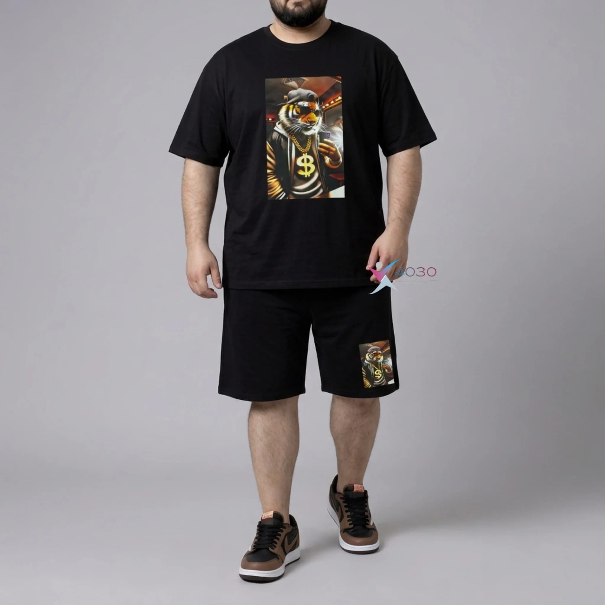 ست تیشرت و شلوارک TIGER سایز بزرگ مردانه ( 8337 )