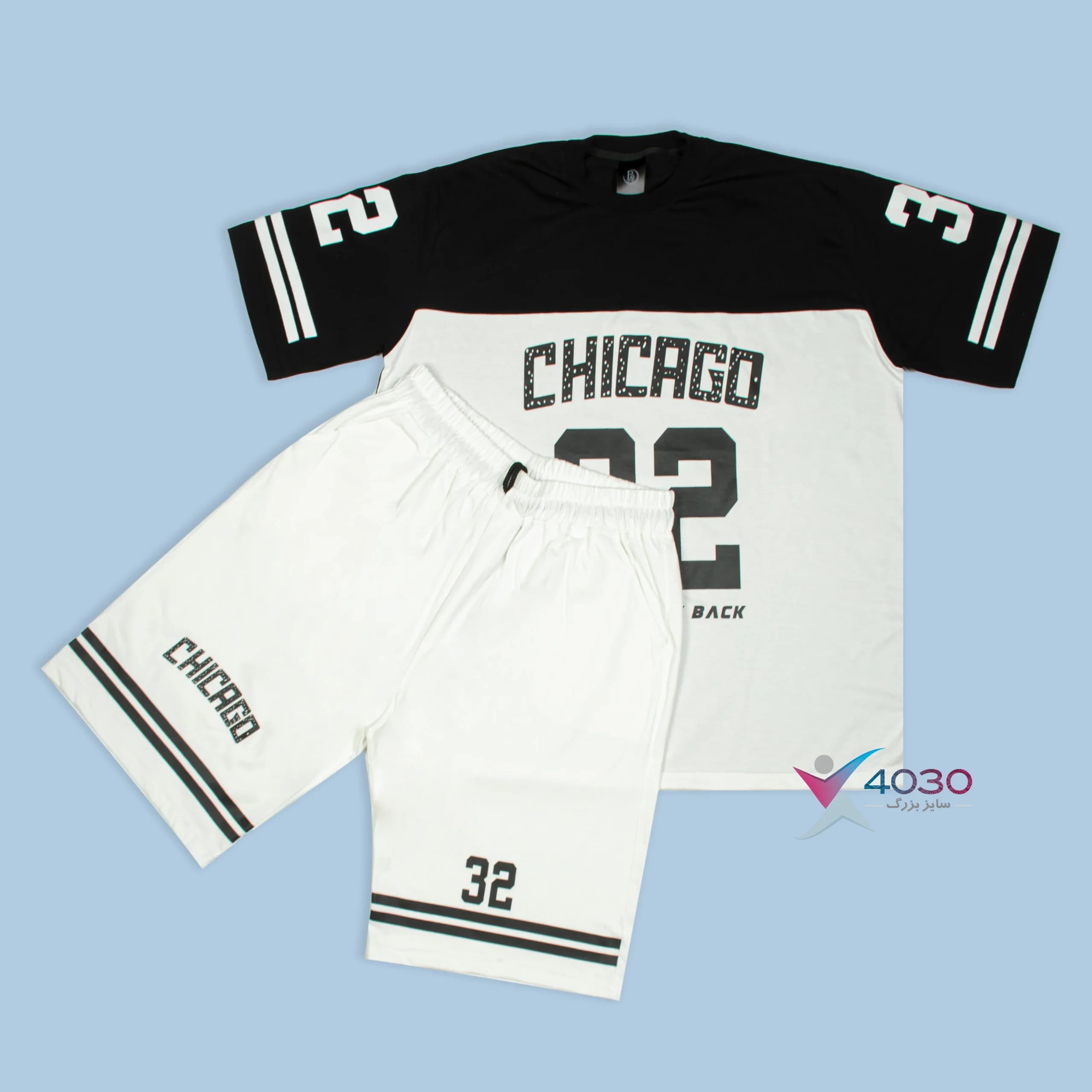 ست تیشرت و شلوارک CHICAGO 32 سایز بزرگ مردانه ( 8335 ) — تصویر ۲