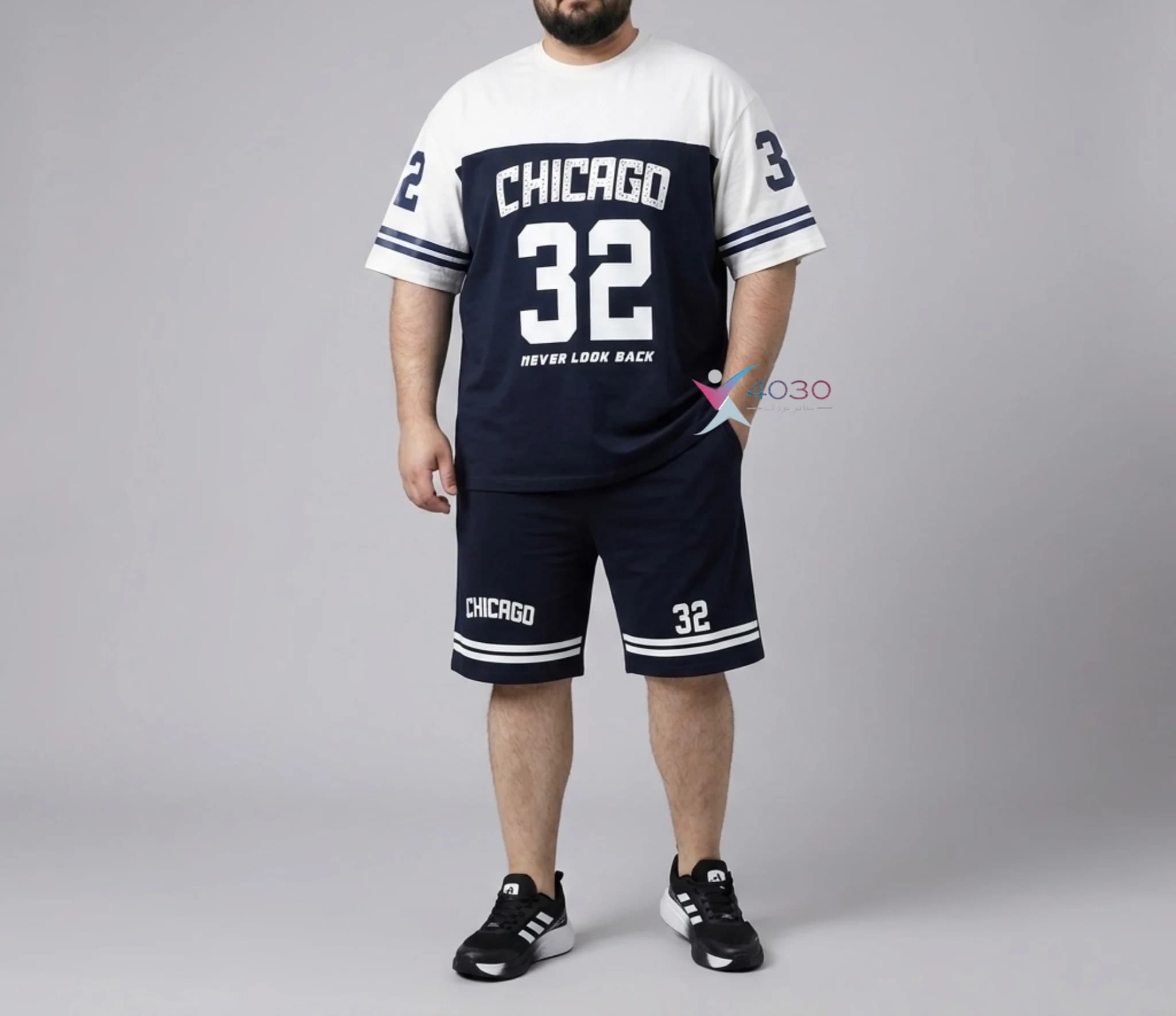 ست تیشرت و شلوارک chicago سایز بزرگ مردانه ( 8333 )