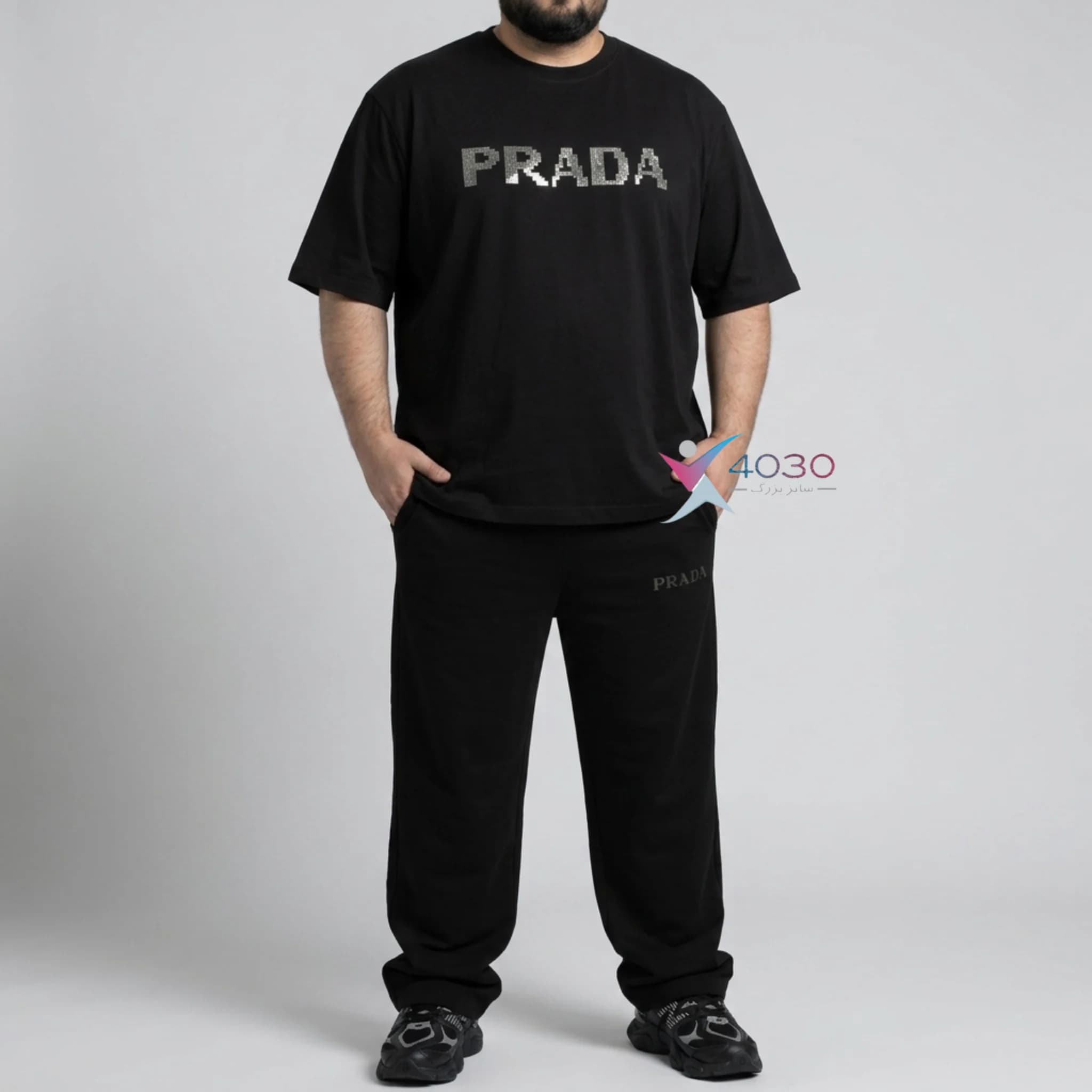 ست تیشرت و شلوار PRADA سایز بزرگ مردانه ( 8307 )