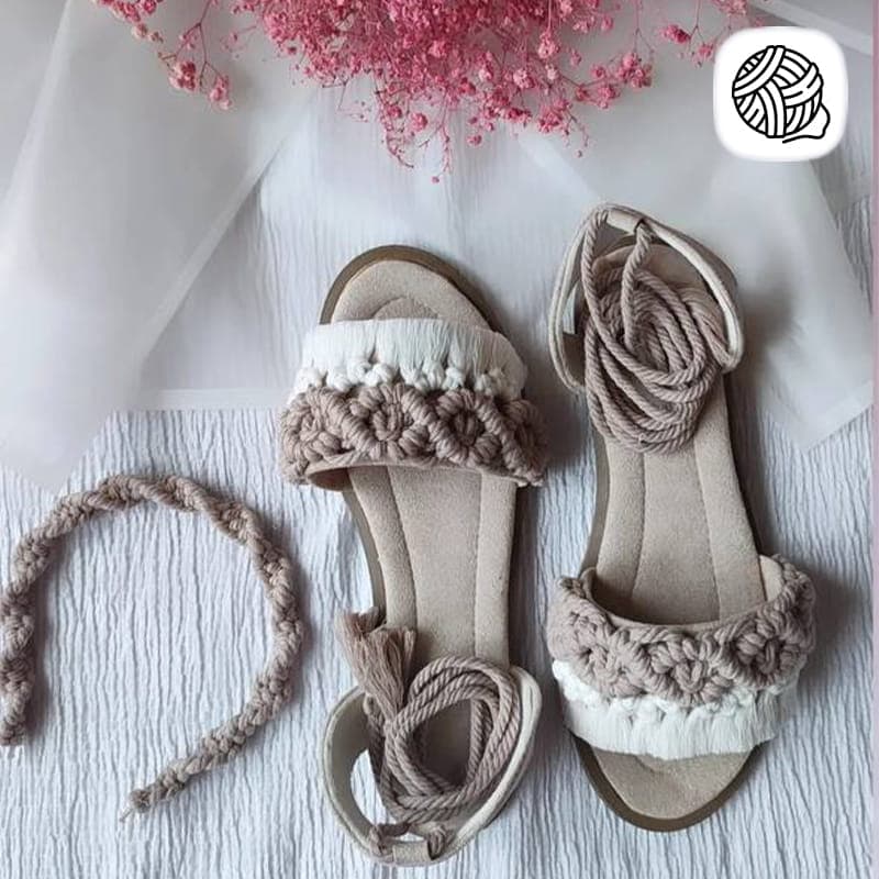 ست تل و صندل زنانه مکرومه بافی مدل فرخ ناز