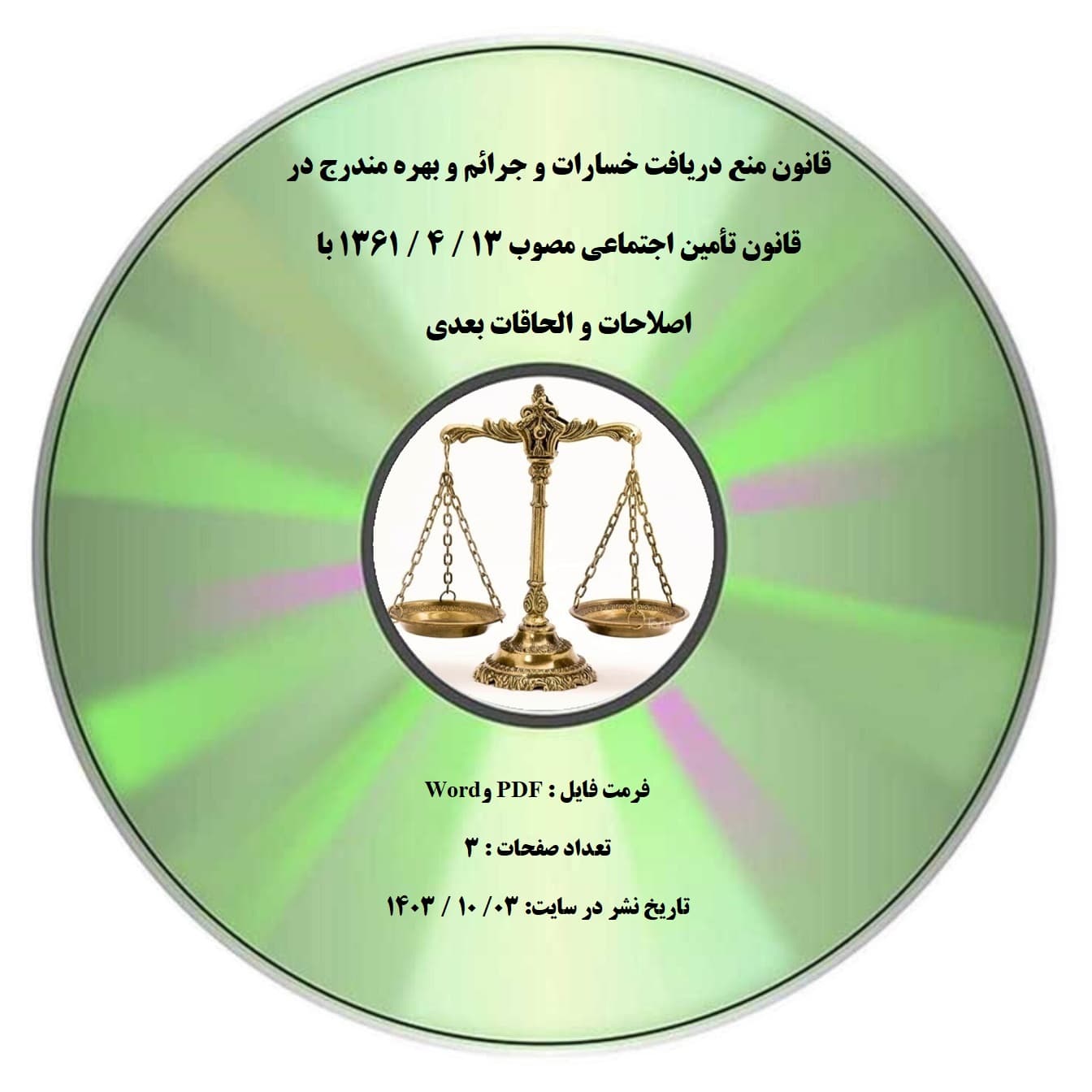 قانون منع دریافت خسارات و جرائم و بهره مندرج در قانون تأمین اجتماعی مصوب 13 / 4 / 1361 با اصلاحات و الحاقات بعدی