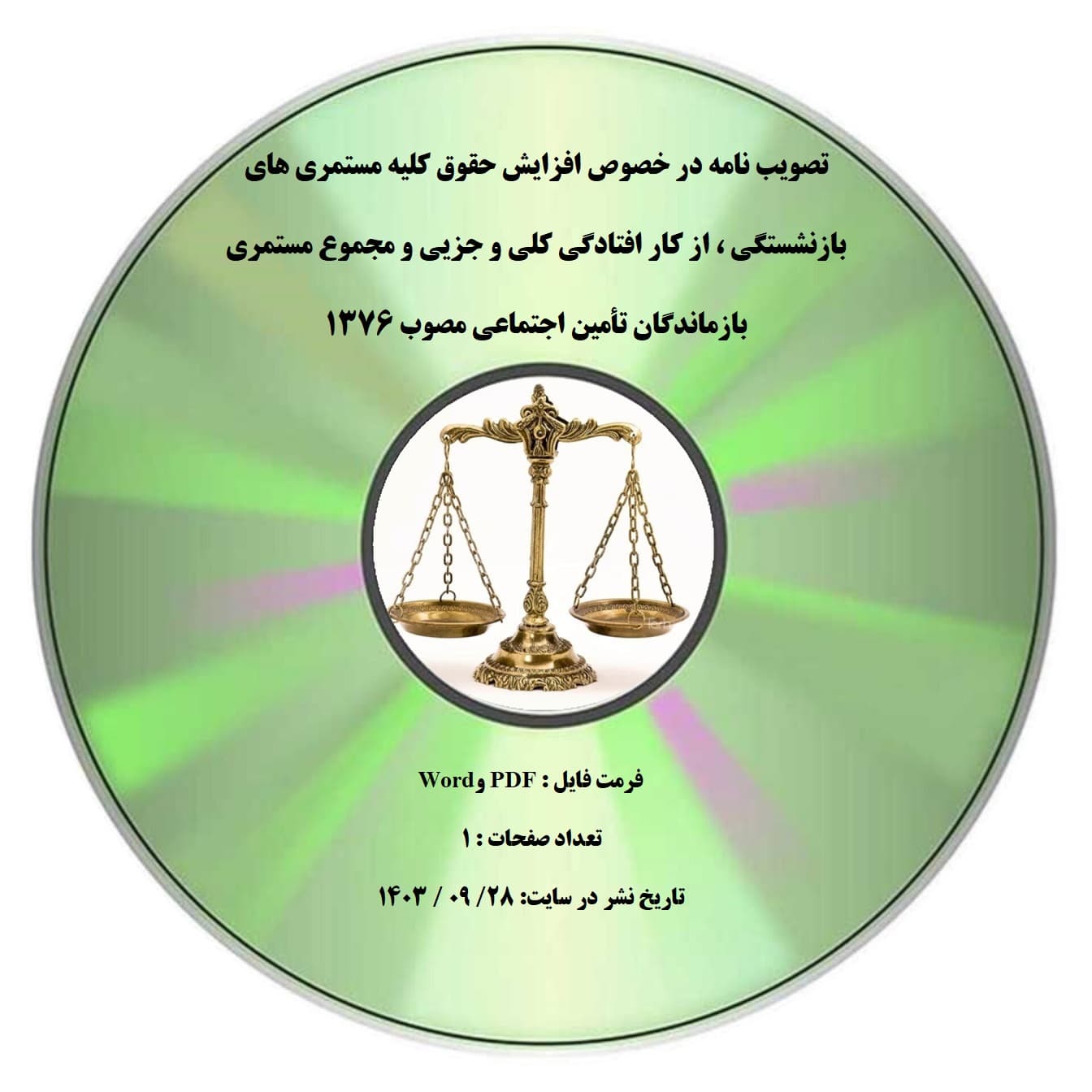 تصویب نامه در خصوص افزایش حقوق کلیه مستمری های بازنشستگی ، از کار افتادگی کلی و جزیی و مجموع مستمری بازماندگان تأمین اجتماعی مصوب ۱۳۷۶
