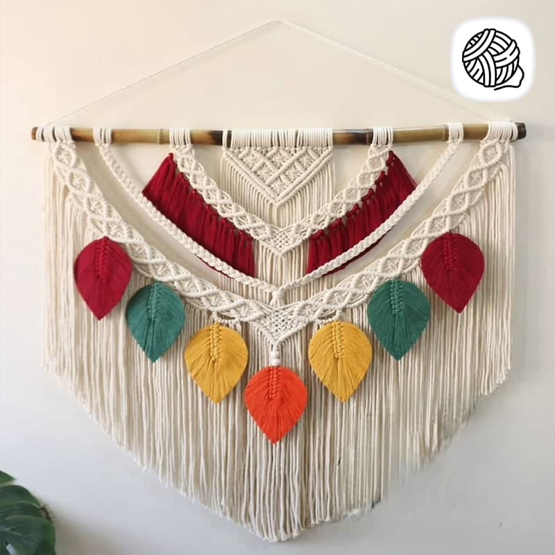 دیوار کوب مکرومه مدل رنگین کمان طول 100CM