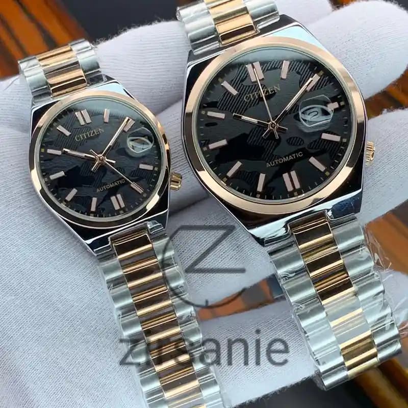 ساعت مچی سیتیزن سویوسا دو رنگ رزگلد و سیلور صفحه مشکی (تک و ست) Citizen TSUYOSA RoseGold Silver Black Screen — تصویر ۲
