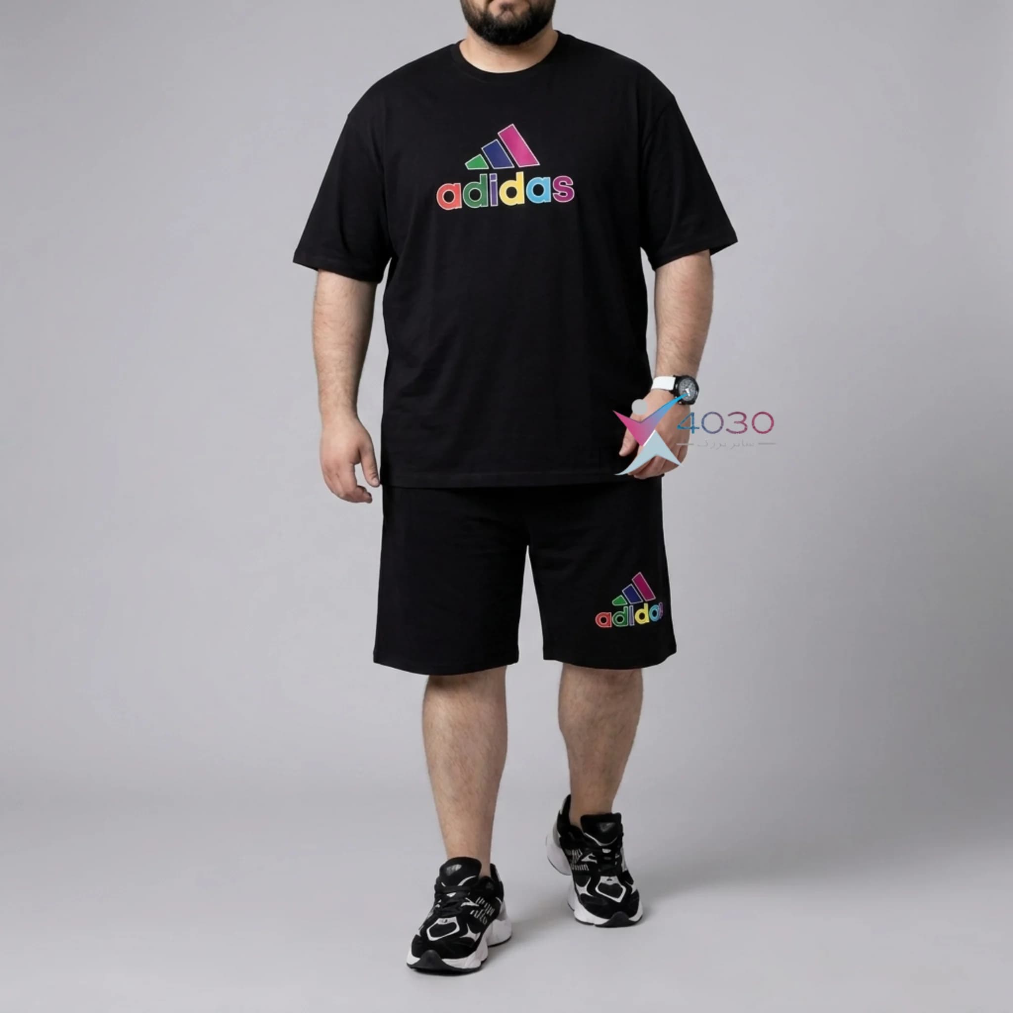 ست تیشرت و شلوارک adidas سایز بزرگ مردانه ( 8316 )
