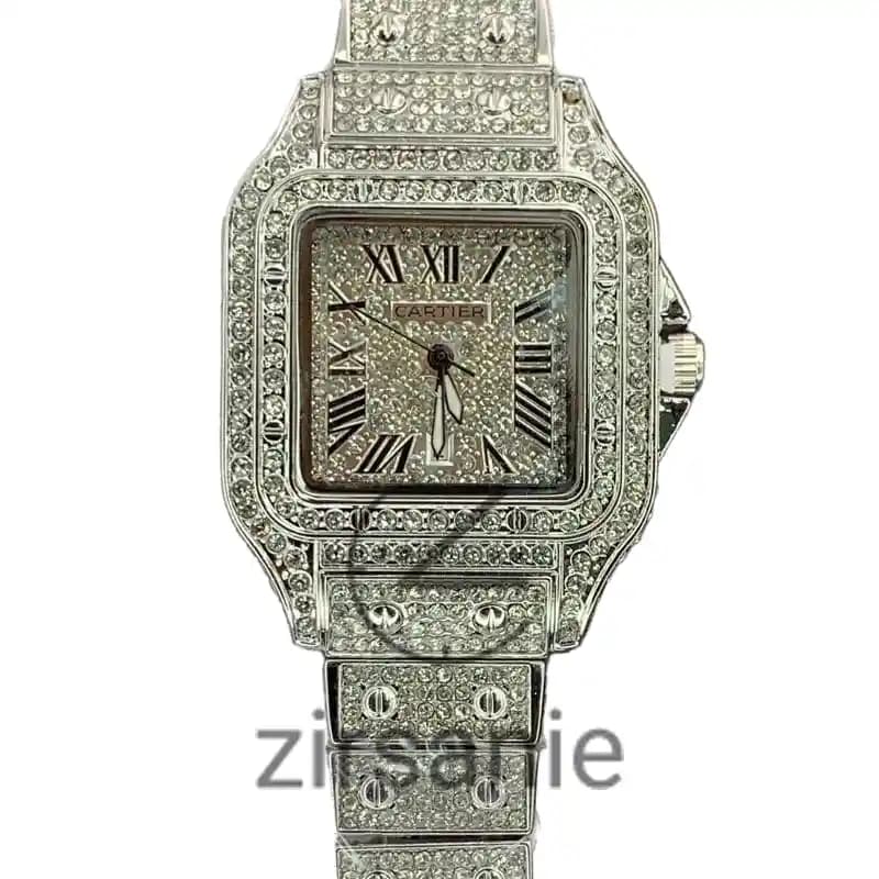 ساعت مچی زنانه کارتیر فول نگین سیلور (تک و ست) Cartier Full Daimand Silver