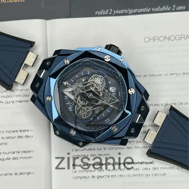 ساعت مچی مردانه هابلوت کهکشانی تمام آبی Hublot Big Bang SANG BLEU II Full Blue — تصویر ۲