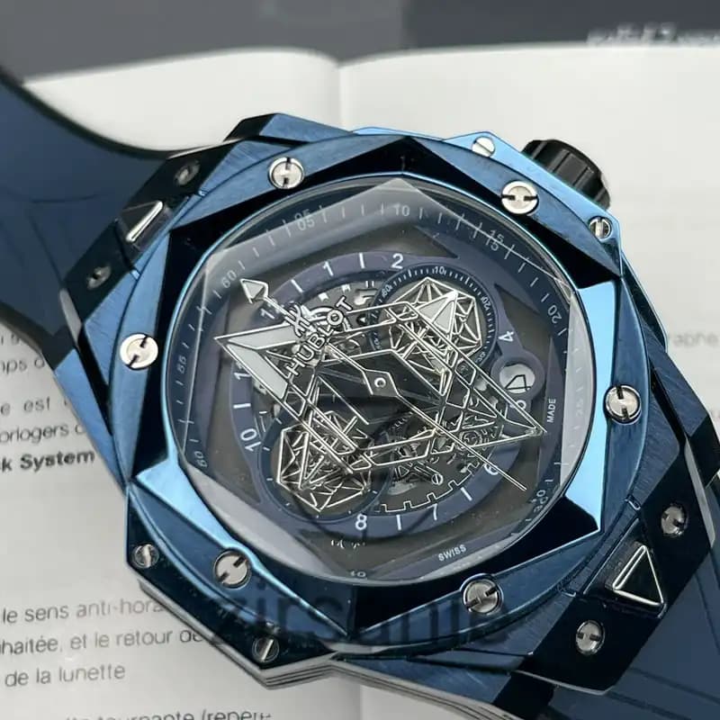 ساعت مچی مردانه هابلوت کهکشانی تمام آبی Hublot Big Bang SANG BLEU II Full Blue — تصویر ۷