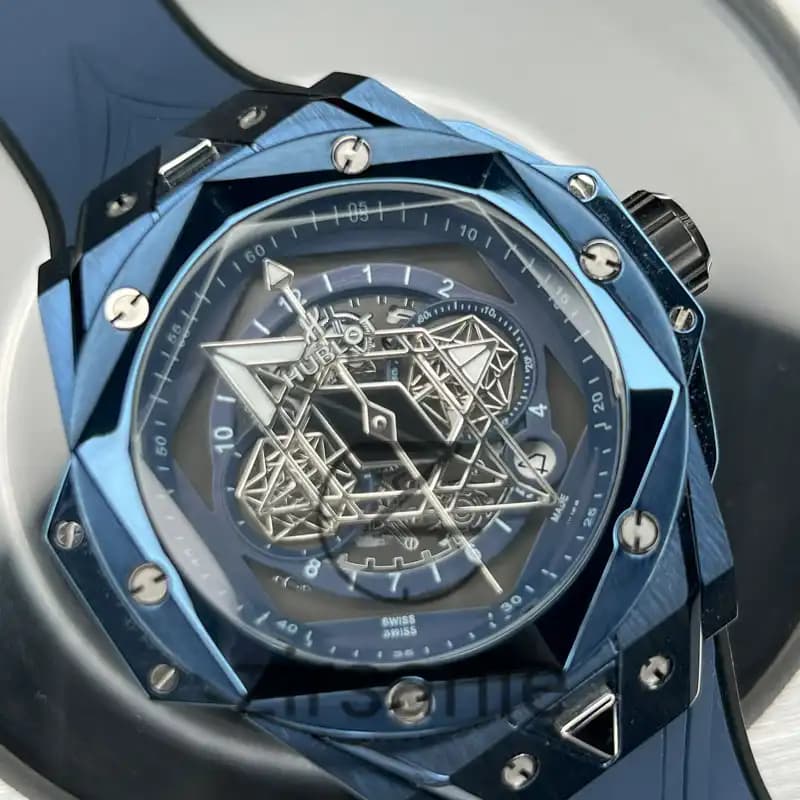 ساعت مچی مردانه هابلوت کهکشانی تمام آبی Hublot Big Bang SANG BLEU II Full Blue — تصویر ۴